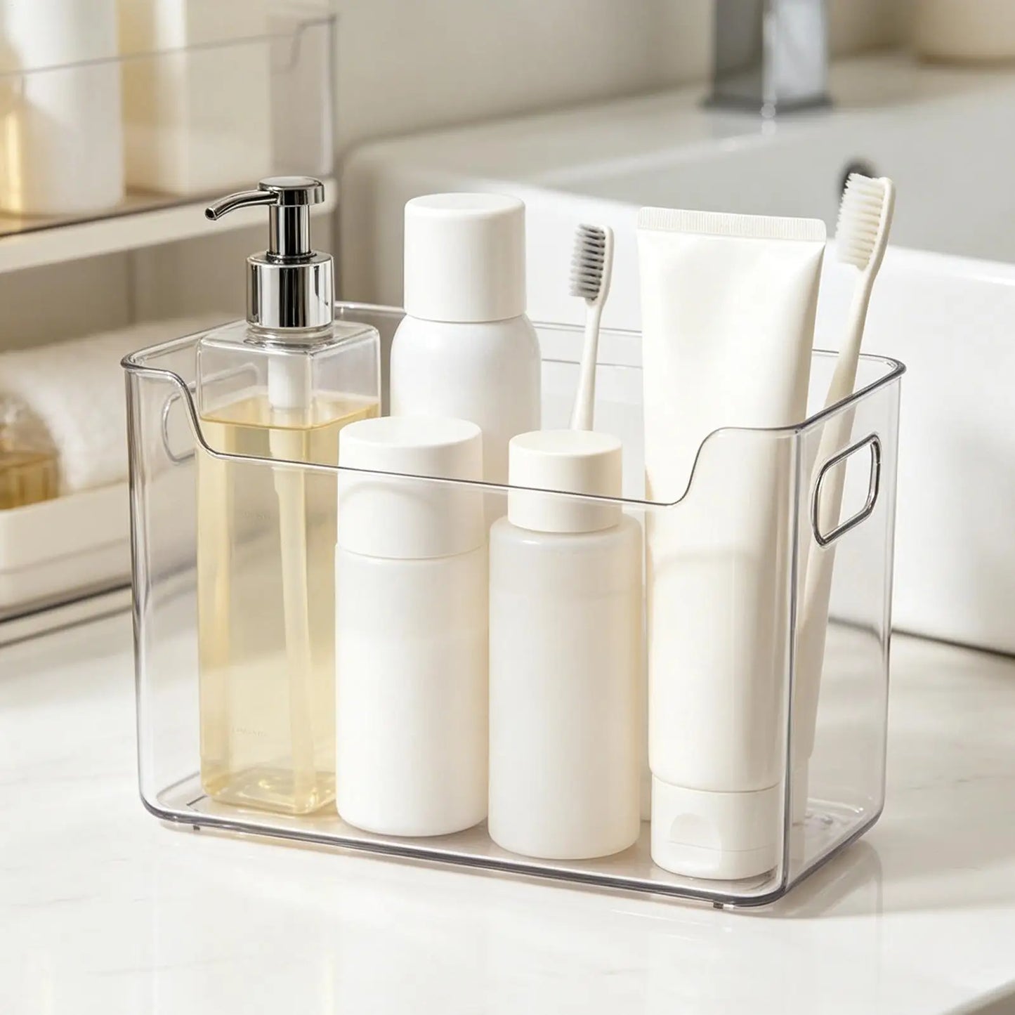 Clear Refrigerator Storage Bins with Handles
