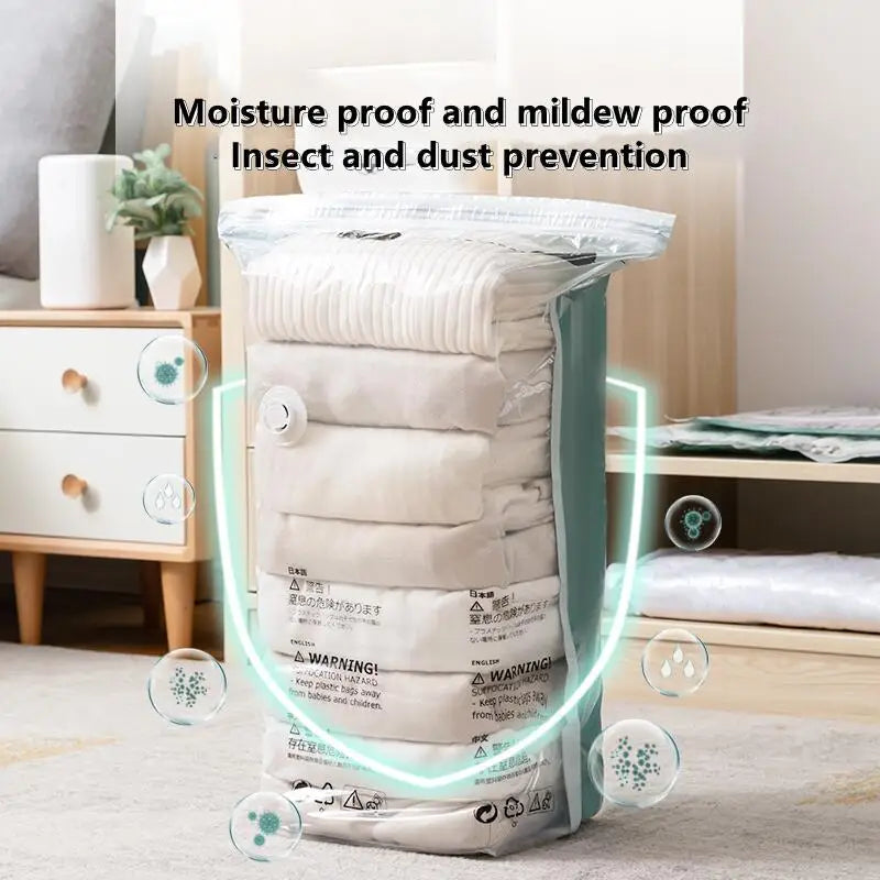 No-Pump Vacuum Storage Bags – Flat & Cubic Sizes