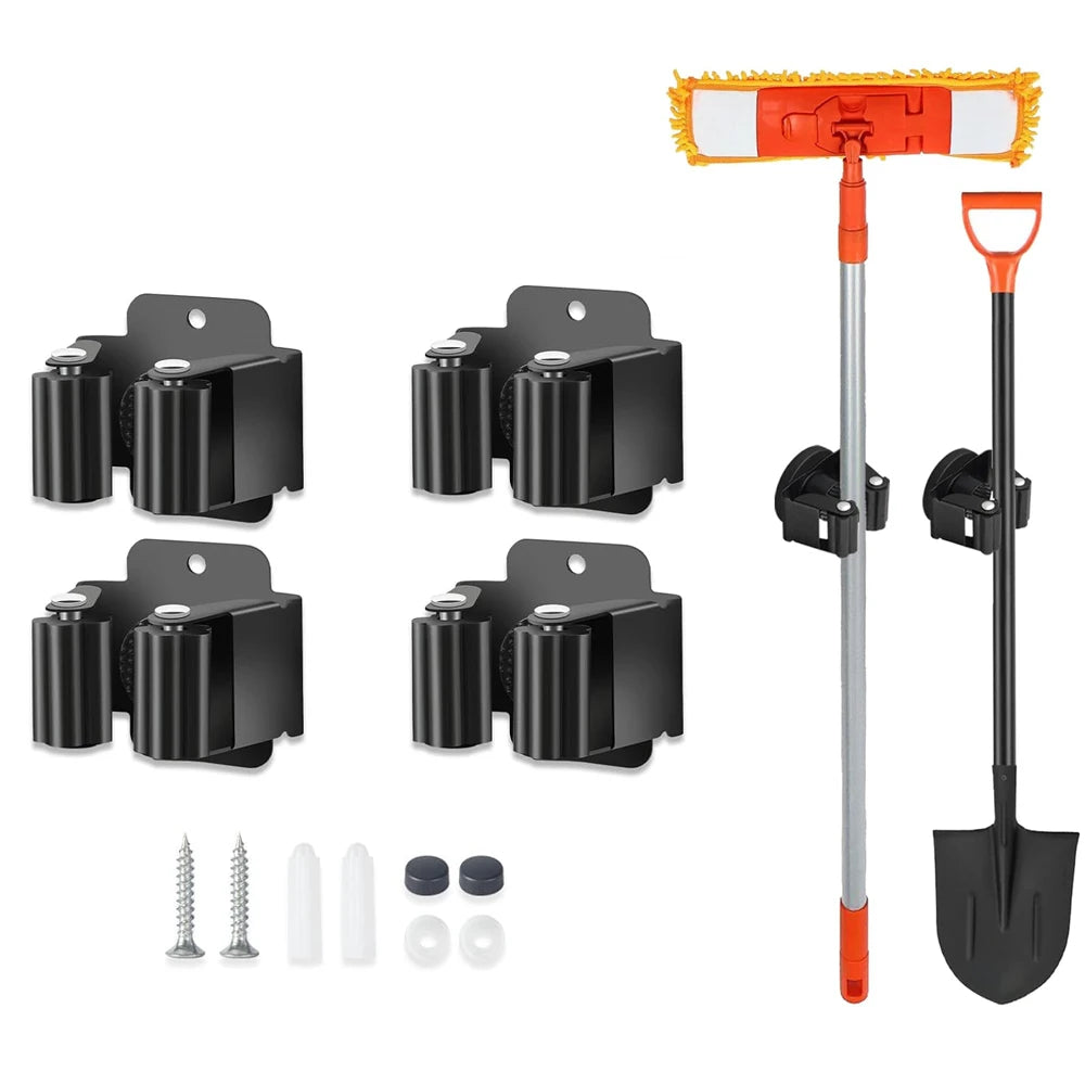 Wall-Mounted Stainless Steel Broom & Mop Holder