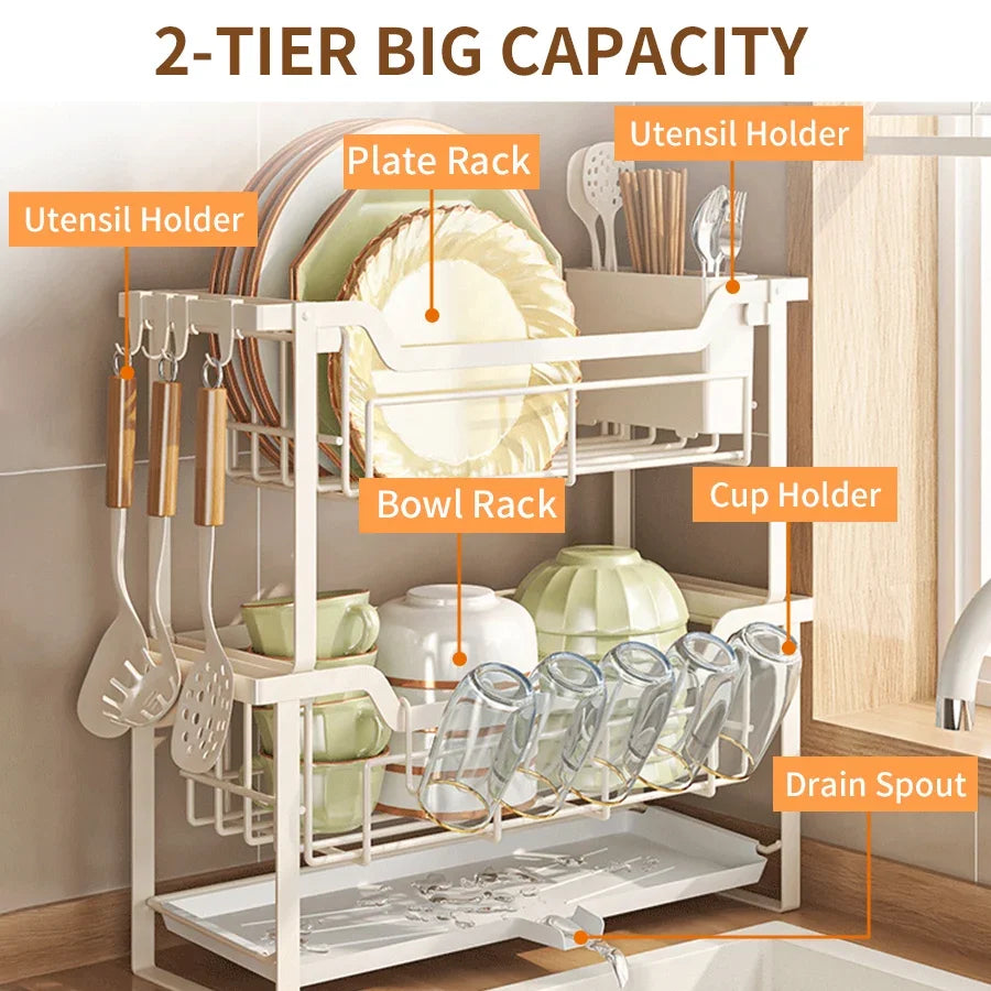 Countertop Dish Drying Rack, No Assembly