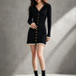 Women's Black Ribbed Knit Mini Sweater Dress