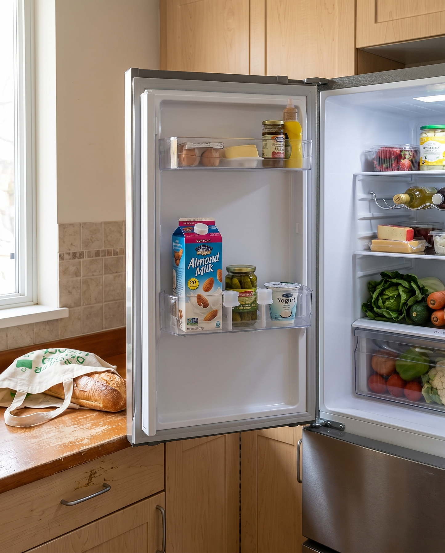 Expandable Adjustable Refrigerator Divider in a practical small-space lifestyle setting