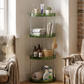 Multi-Layer Corner Storage Rack in a practical small-space lifestyle setting
