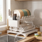 2-Tier Dish Drying Rack with Drainboard in a practical small-space lifestyle setting