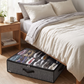 Under-Bed Shoe Storage Organizer with Clear Cover in a practical small-space lifestyle setting
