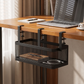 Under-Desk Hanging Storage Basket in an everyday small-space setting