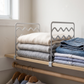 No-Drill Plastic Closet Shelf Dividers in a practical small-space lifestyle setting